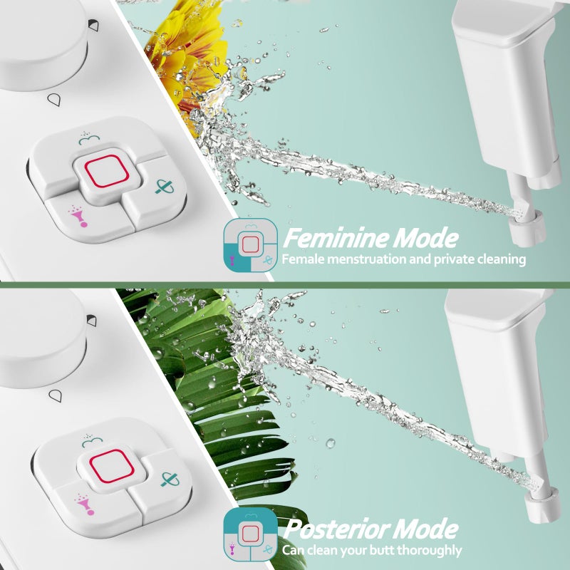 SAMODRA Bidet Attachment, Non-Electric Cold Water Bidet Toilet Seat Attachment with Pressure Controls, Retractable Self-Cleaning Dual Nozzles for Frontal & Rear Wash - White - Image 2